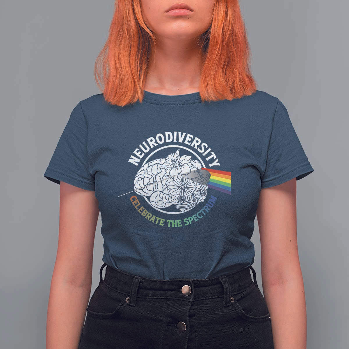 Neurodiversity Celebrate The Spectrum T Shirt For Women Brain Autism Awareness ASD ADHD