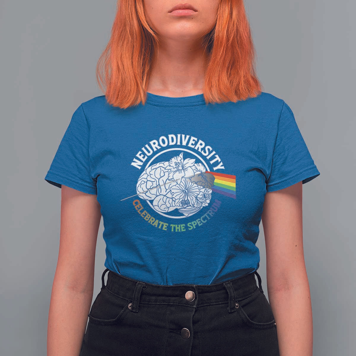 Neurodiversity Celebrate The Spectrum T Shirt For Women Brain Autism Awareness ASD ADHD