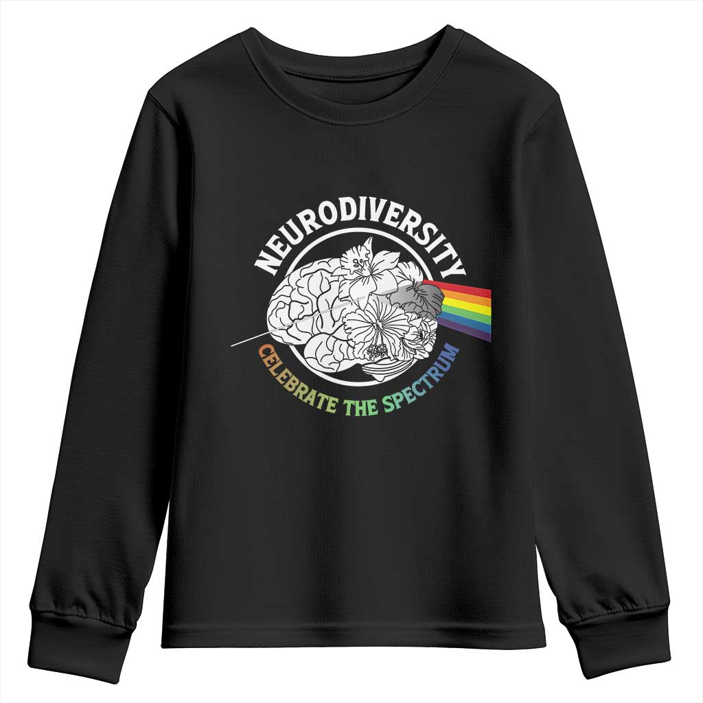 Neurodiversity Celebrate The Spectrum Youth Sweatshirt Brain Autism Awareness ASD ADHD