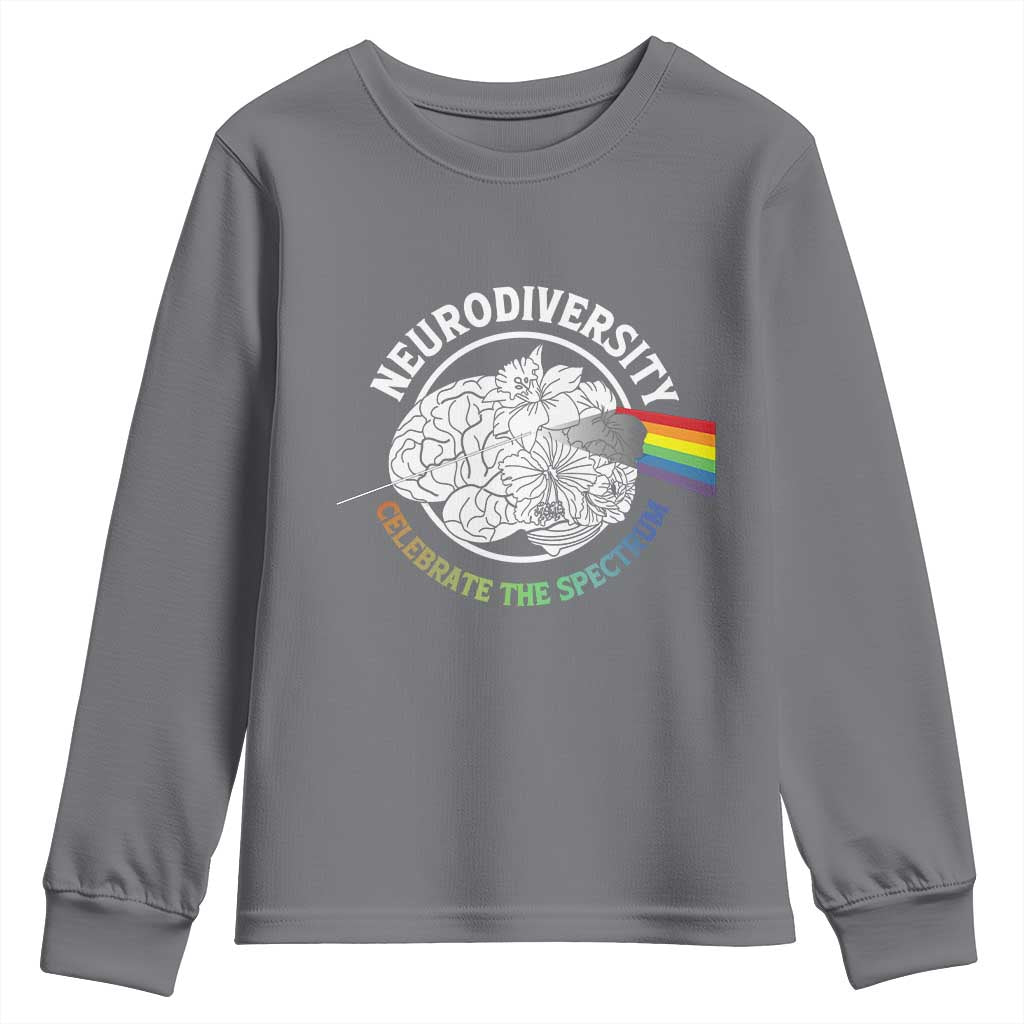 Neurodiversity Celebrate The Spectrum Youth Sweatshirt Brain Autism Awareness ASD ADHD