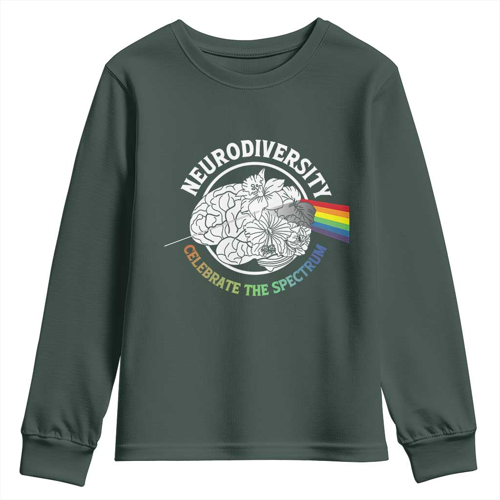 Neurodiversity Celebrate The Spectrum Youth Sweatshirt Brain Autism Awareness ASD ADHD
