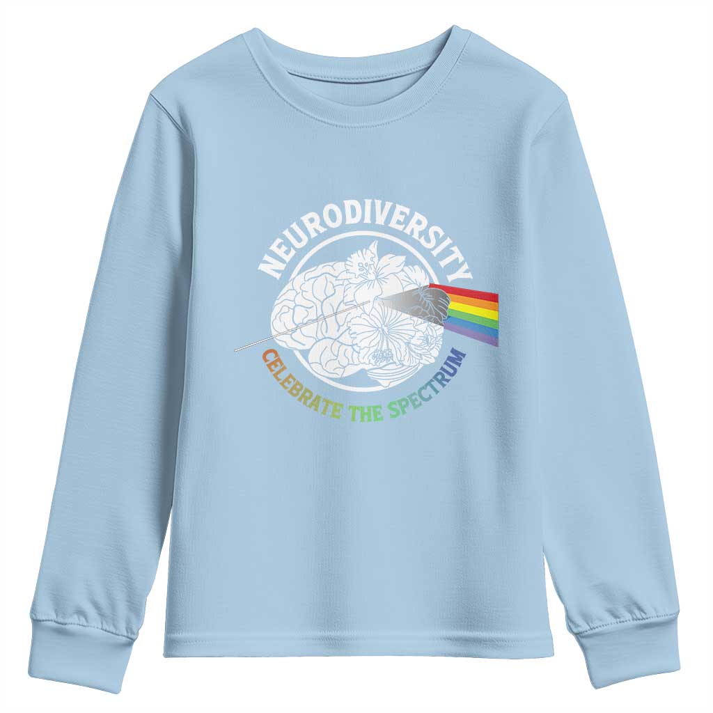 Neurodiversity Celebrate The Spectrum Youth Sweatshirt Brain Autism Awareness ASD ADHD