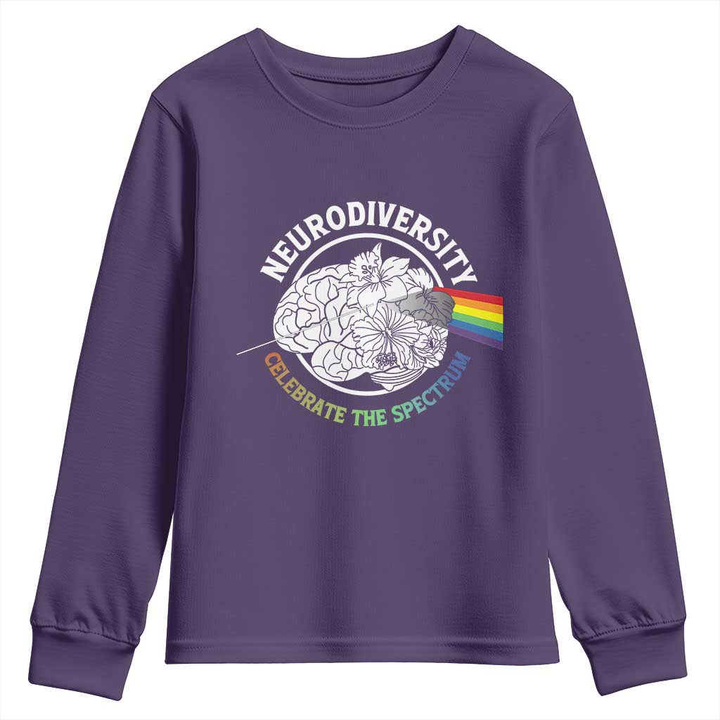 Neurodiversity Celebrate The Spectrum Youth Sweatshirt Brain Autism Awareness ASD ADHD