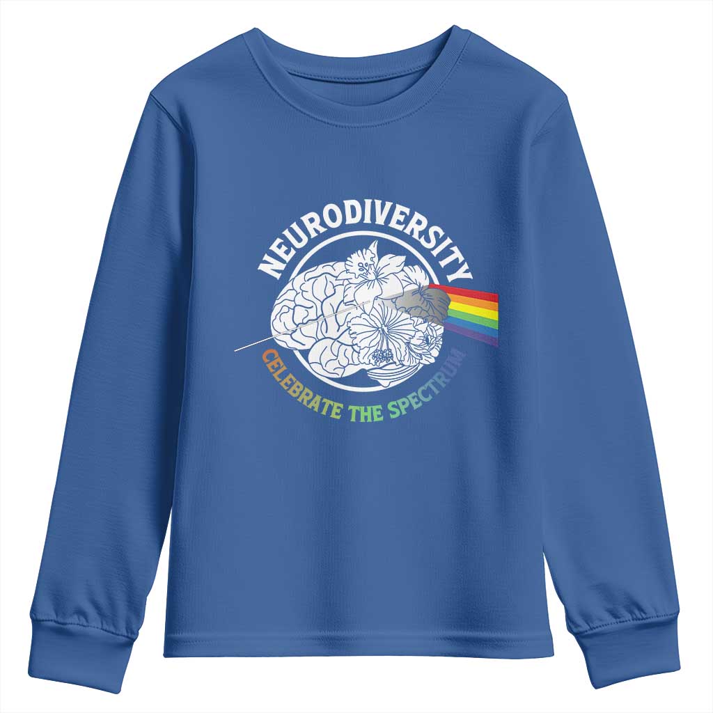 Neurodiversity Celebrate The Spectrum Youth Sweatshirt Brain Autism Awareness ASD ADHD