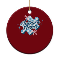 Autism Nana Coquette Puzzle Piece Pink Bow Ceramic Ornament