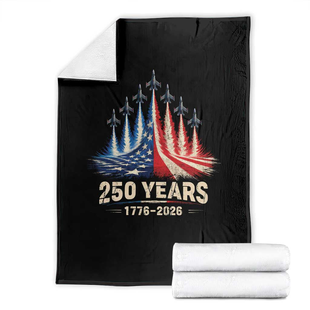 250 Years American 1776 2026 Throw Blanket USA 250th Anniversary 4th of July US Flag Jets