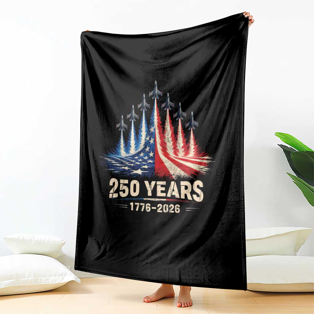 250 Years American 1776 2026 Throw Blanket USA 250th Anniversary 4th of July US Flag Jets