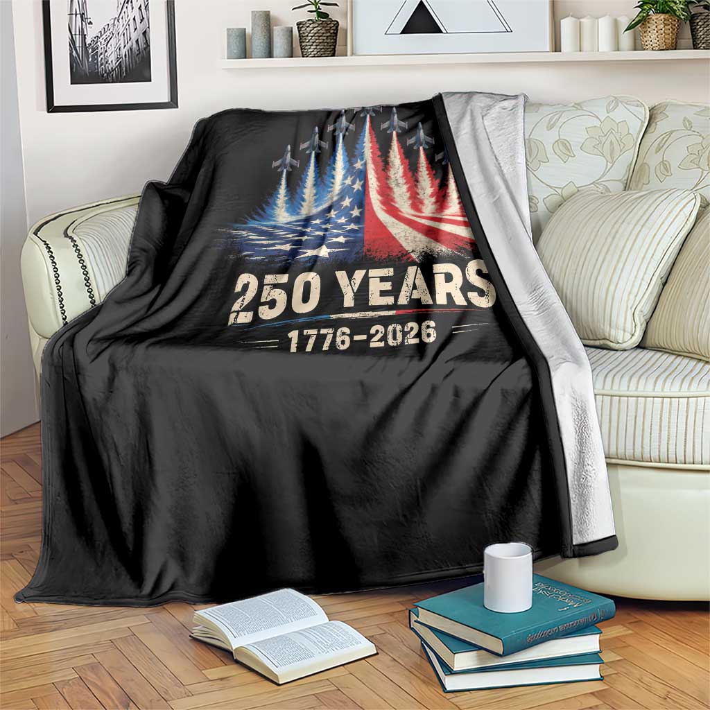 250 Years American 1776 2026 Throw Blanket USA 250th Anniversary 4th of July US Flag Jets