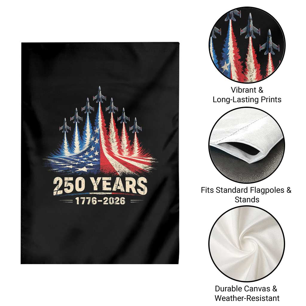250 Years American 1776 2026 Garden Flag USA 250th Anniversary 4th of July US Flag Jets
