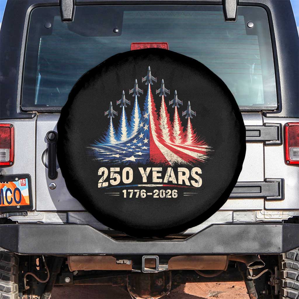 250 Years American 1776 2026 Spare Tire Cover USA 250th Anniversary 4th of July US Flag Jets
