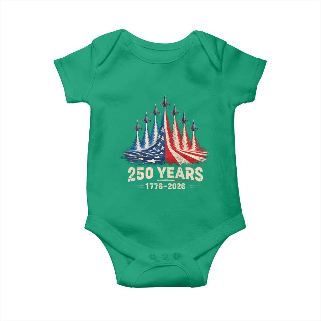 250 Years American 1776 2026 Baby Onesie USA 250th Anniversary 4th of July US Flag Jets