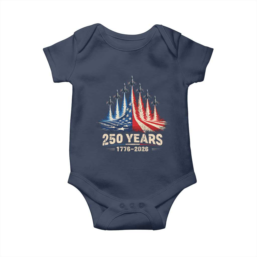 250 Years American 1776 2026 Baby Onesie USA 250th Anniversary 4th of July US Flag Jets