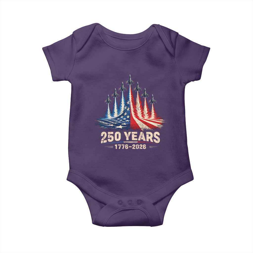 250 Years American 1776 2026 Baby Onesie USA 250th Anniversary 4th of July US Flag Jets