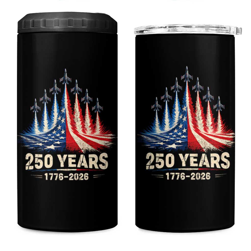 250 Years American 1776 2026 4 in 1 Can Cooler Tumbler USA 250th Anniversary 4th of July US Flag Jets