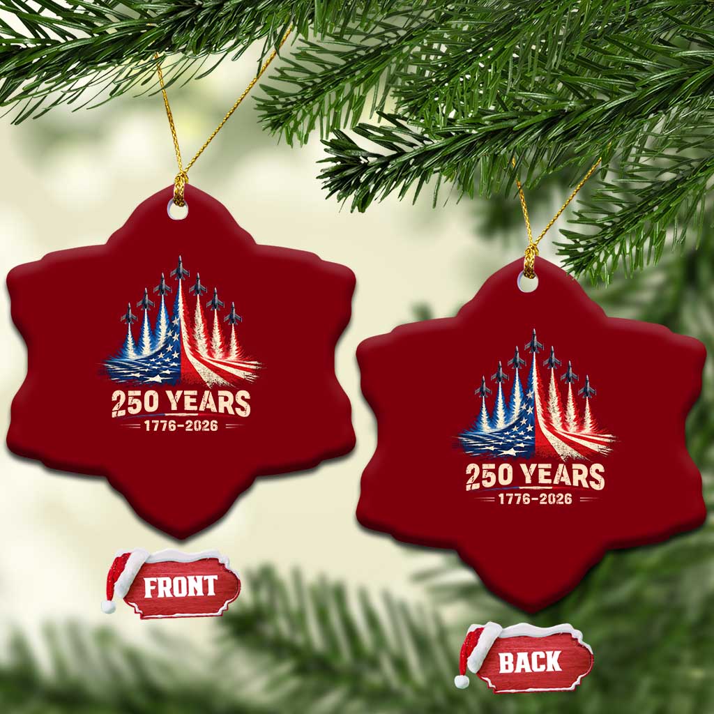 250 Years American 1776 2026 Ceramic Ornament USA 250th Anniversary 4th of July US Flag Jets