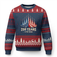 250 Years American 1776 2026 Ugly Christmas Sweater USA 250th Anniversary 4th of July US Flag Jets