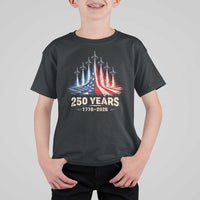 250 Years American 1776 2026 T Shirt For Kid USA 250th Anniversary 4th of July US Flag Jets