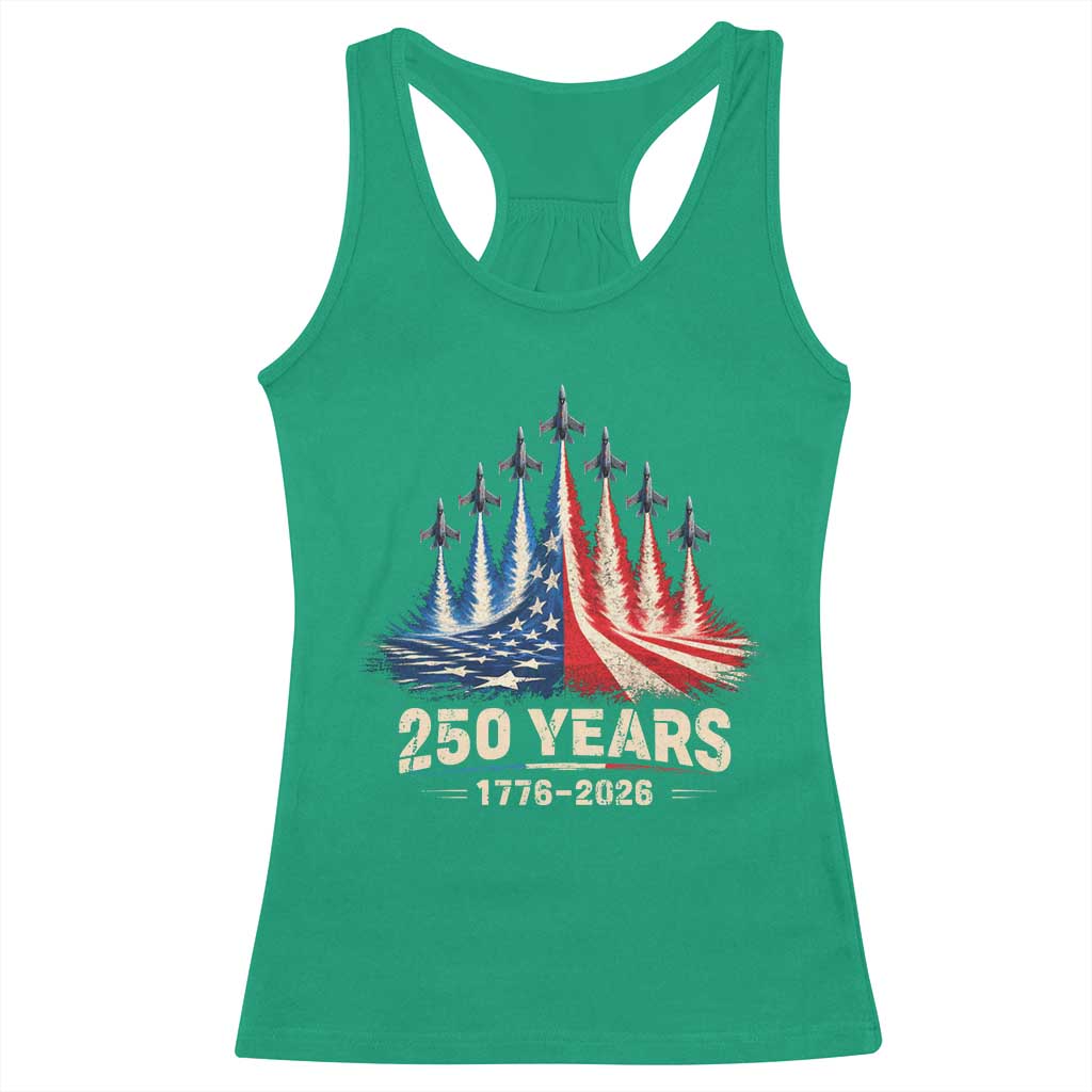 250 Years American 1776 2026 Racerback Tank Top USA 250th Anniversary 4th of July US Flag Jets