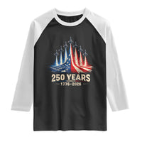 250 Years American 1776 2026 Raglan Shirt USA 250th Anniversary 4th of July US Flag Jets