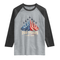 250 Years American 1776 2026 Raglan Shirt USA 250th Anniversary 4th of July US Flag Jets