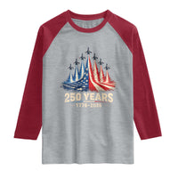 250 Years American 1776 2026 Raglan Shirt USA 250th Anniversary 4th of July US Flag Jets