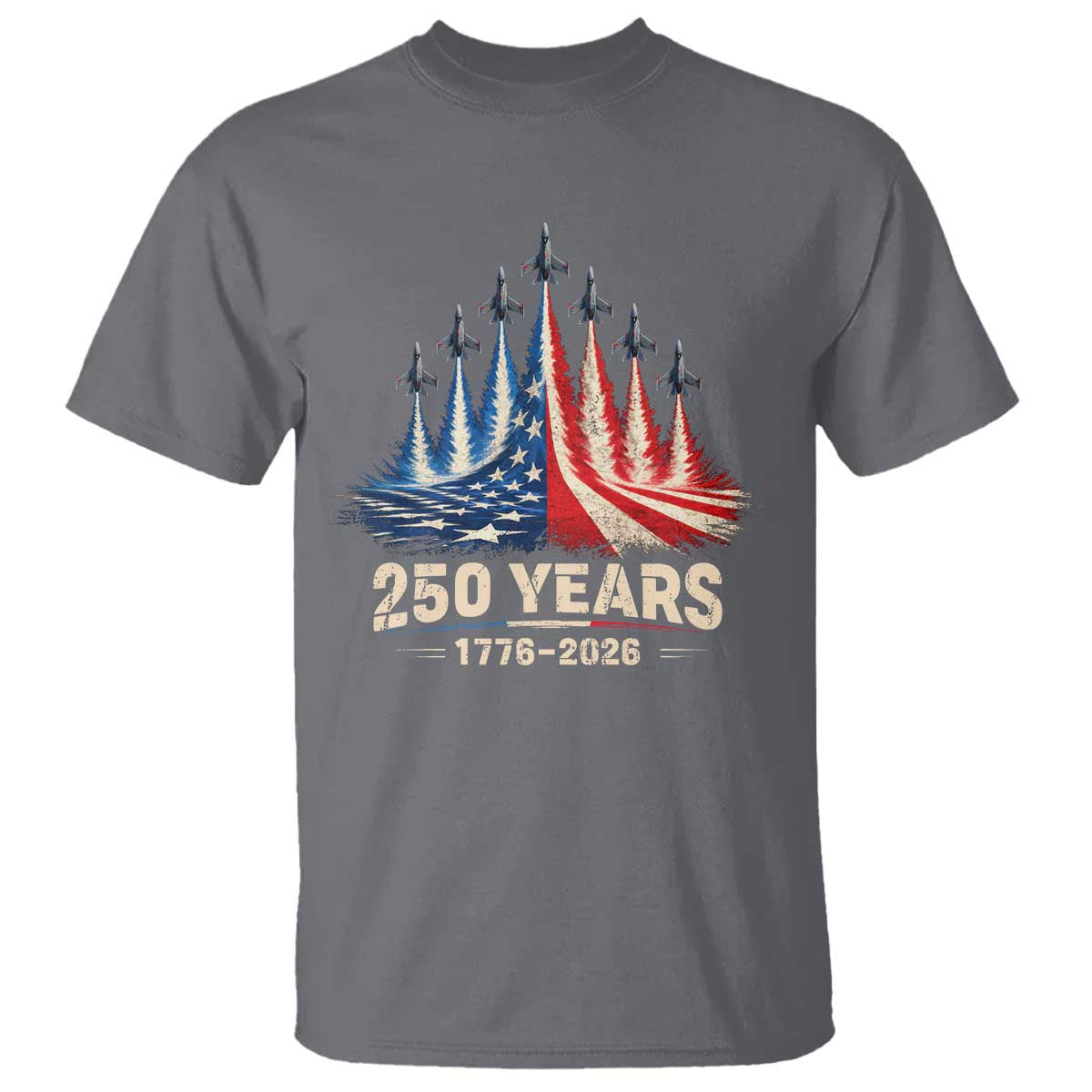 250 Years American 1776 2026 T Shirt USA 250th Anniversary 4th of July US Flag Jets