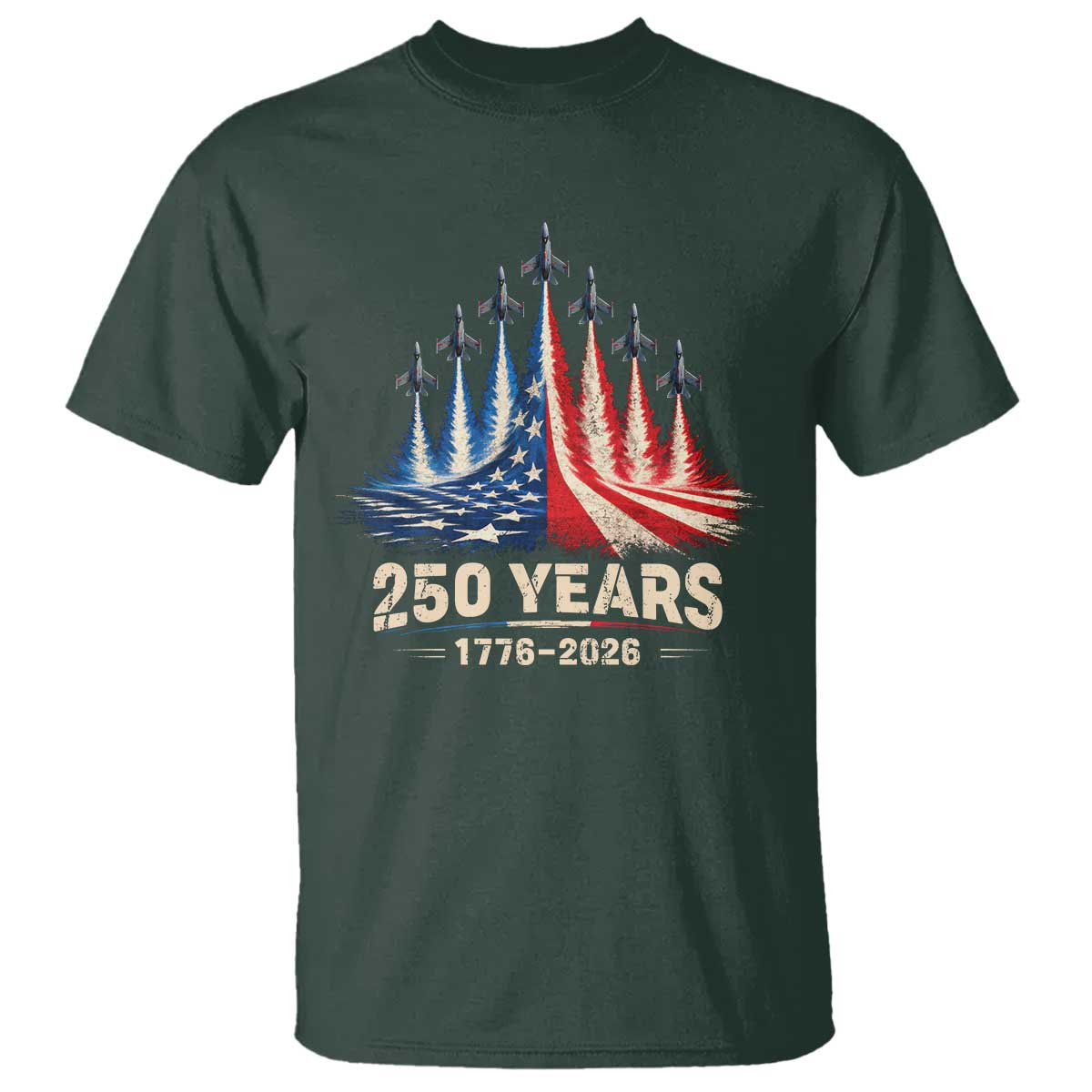 250 Years American 1776 2026 T Shirt USA 250th Anniversary 4th of July US Flag Jets