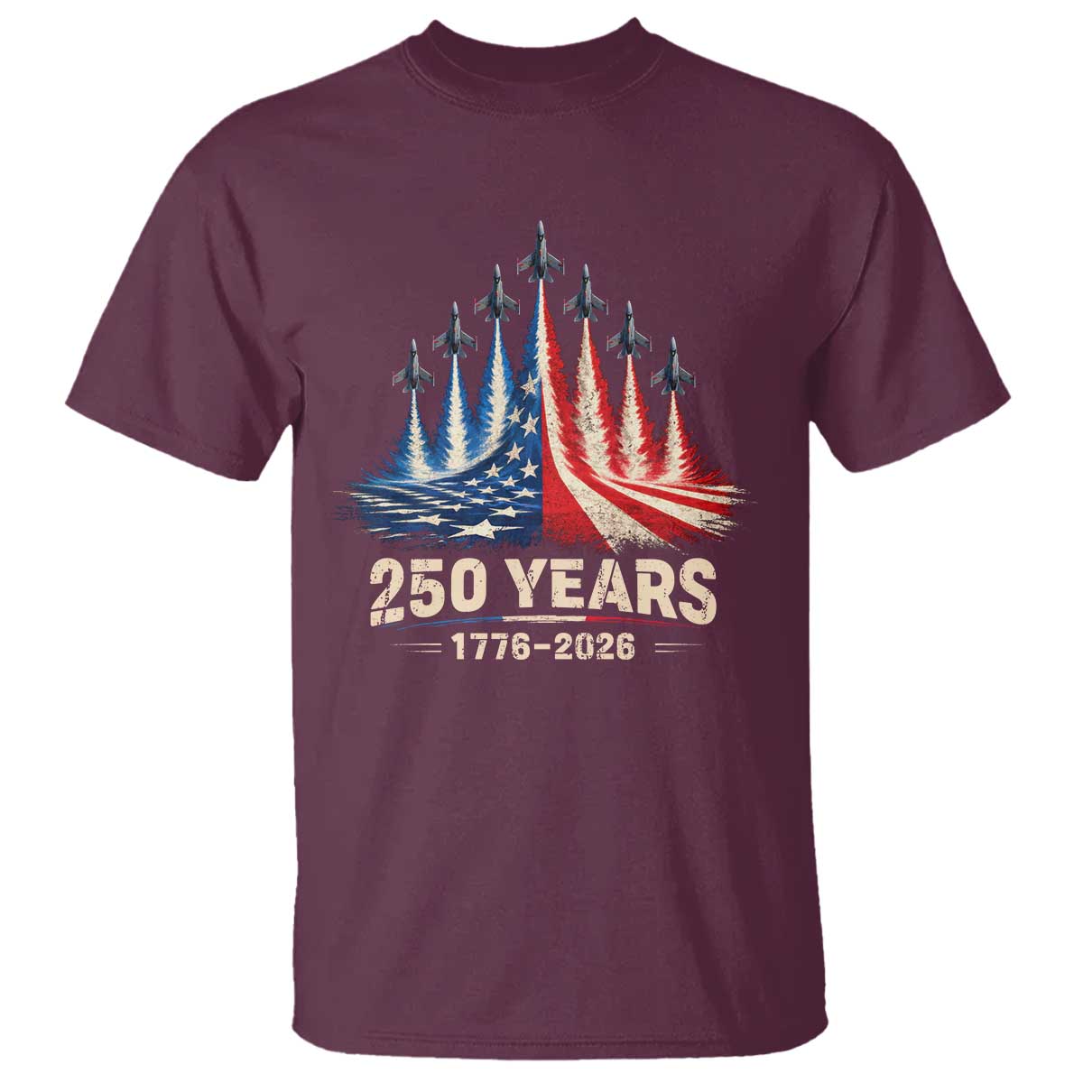 250 Years American 1776 2026 T Shirt USA 250th Anniversary 4th of July US Flag Jets