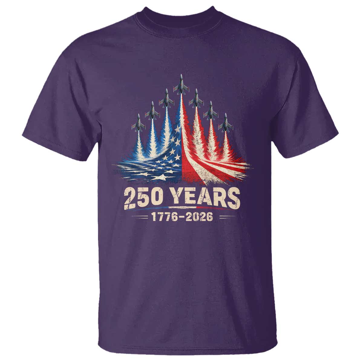 250 Years American 1776 2026 T Shirt USA 250th Anniversary 4th of July US Flag Jets