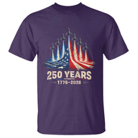 250 Years American 1776 2026 T Shirt USA 250th Anniversary 4th of July US Flag Jets