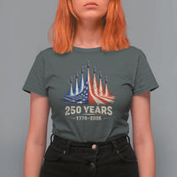 250 Years American 1776 2026 T Shirt For Women USA 250th Anniversary 4th of July US Flag Jets