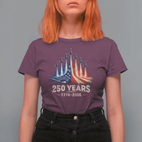250 Years American 1776 2026 T Shirt For Women USA 250th Anniversary 4th of July US Flag Jets