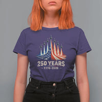 250 Years American 1776 2026 T Shirt For Women USA 250th Anniversary 4th of July US Flag Jets