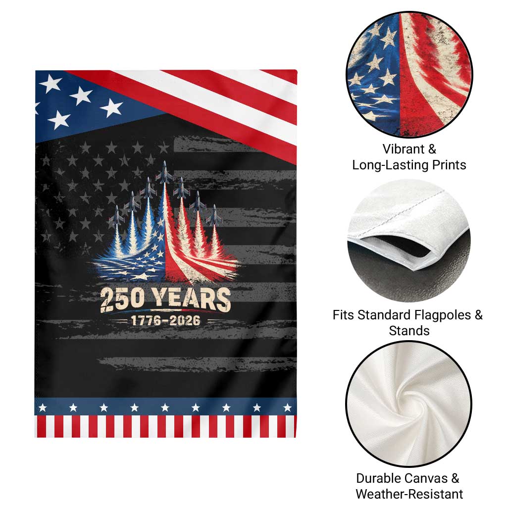 250 Years American 1776 2026 Garden Flag USA 250th Anniversary 4th of July US Flag Jets