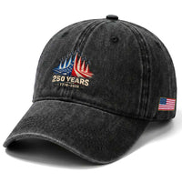 250 Years American 1776 2026 Washed Cotton Baseball Cap USA 250th Anniversary 4th of July US Flag Jets