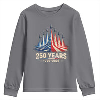 250 Years American 1776 2026 Youth Sweatshirt USA 250th Anniversary 4th of July US Flag Jets
