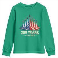250 Years American 1776 2026 Youth Sweatshirt USA 250th Anniversary 4th of July US Flag Jets