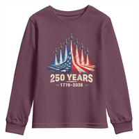 250 Years American 1776 2026 Youth Sweatshirt USA 250th Anniversary 4th of July US Flag Jets