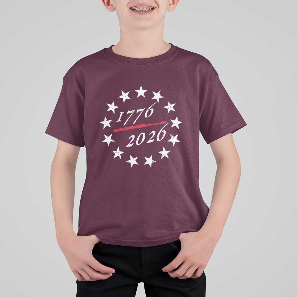 250 Years America Anniversary T Shirt For Kid 13 Stars 1776 2026 250th Independence Day
