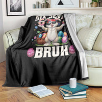 Funny Easter Day Six Seven Bruh Throw Blanket 67 Bunny Easter Eggs