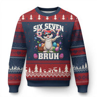 Funny Easter Day Six Seven Bruh Ugly Christmas Sweater 67 Bunny Easter Eggs
