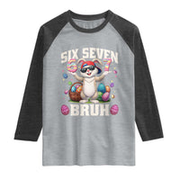 Funny Easter Day Six Seven Bruh Raglan Shirt 67 Bunny Easter Eggs