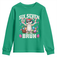 Funny Easter Day Six Seven Bruh Youth Sweatshirt 67 Bunny Easter Eggs