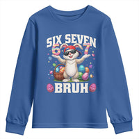 Funny Easter Day Six Seven Bruh Youth Sweatshirt 67 Bunny Easter Eggs