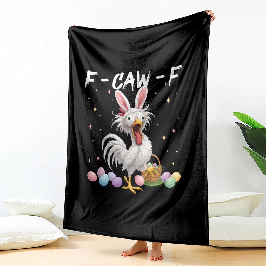 Funny Easter Day F Caw F Chicken Bunny Rooster Meme Throw Blanket