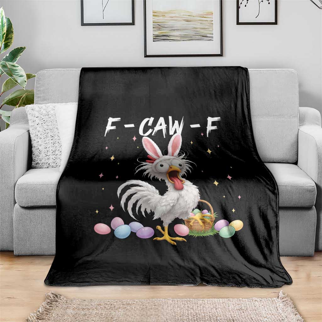 Funny Easter Day F Caw F Chicken Bunny Rooster Meme Throw Blanket