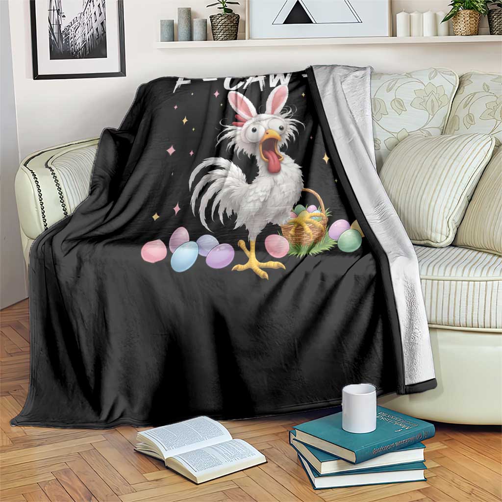Funny Easter Day F Caw F Chicken Bunny Rooster Meme Throw Blanket
