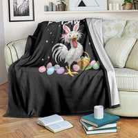 Funny Easter Day F Caw F Chicken Bunny Rooster Meme Throw Blanket