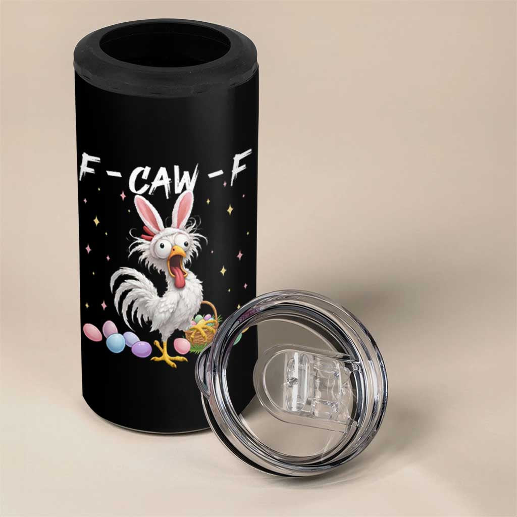 Funny Easter Day F Caw F Chicken Bunny Rooster Meme 4 in 1 Can Cooler Tumbler