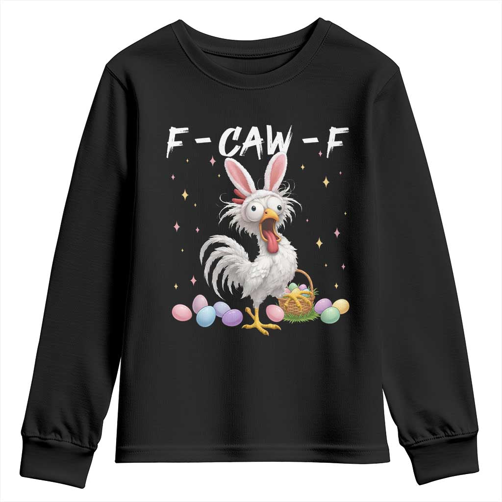 Funny Easter Day F Caw F Chicken Bunny Rooster Meme Youth Sweatshirt